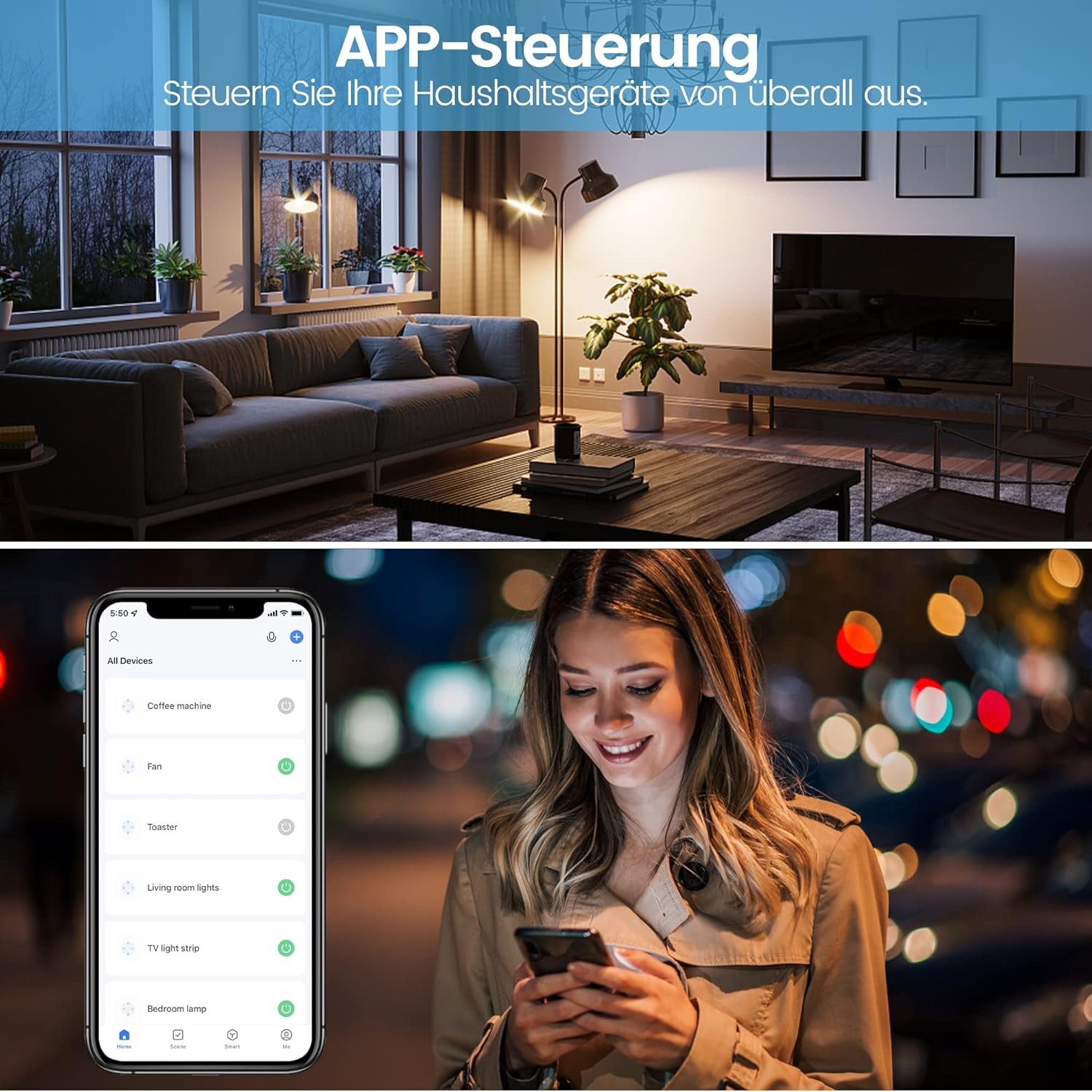 Alexa Steckdose 4er Pack, Eightree Smart Wlan Steckdose Mit Strommessung, Sprachsteuerung & Timer, Smart Home WiFi Steckdose FunktionTerert Mit Alexa, Google Home, Nur 2,4GHz WiFi – Bild 3