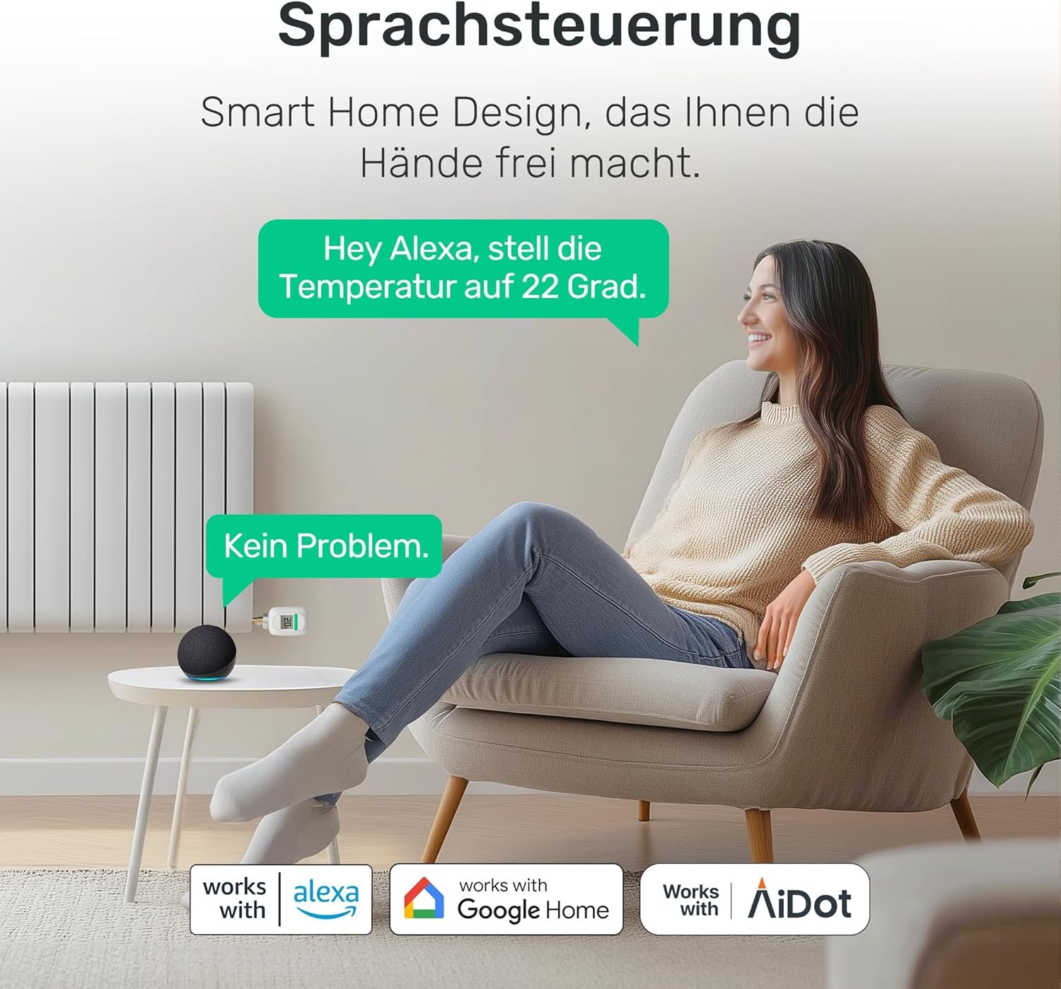 Winees Smart Heizkörperthermostat Kit, 1 Subg Hub+ 1 Wlan Heizungshermostat, MIT Zeitplan, Fern-/Sprachsteuerung, Heizungsthermostat Kompatibel MIT App, Alexa & Google Assistent – Bild 4