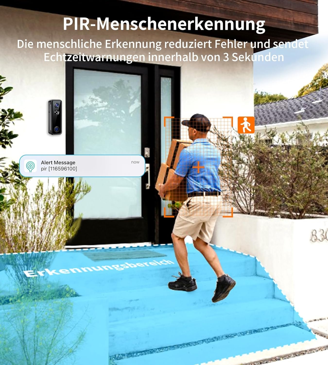 Ankway 2k Video Türklingel MIT Kamera Wlan, 145 ° Weitwinkel, Pir-Sensor, 2-Wege-Videoanruf, Live-Ansichtern Verfindich, Alarme, Wasserdicht, 2 Speicherwege, Unterstaubung Mit Alexa, Smarteibell Carmed – Bild 3