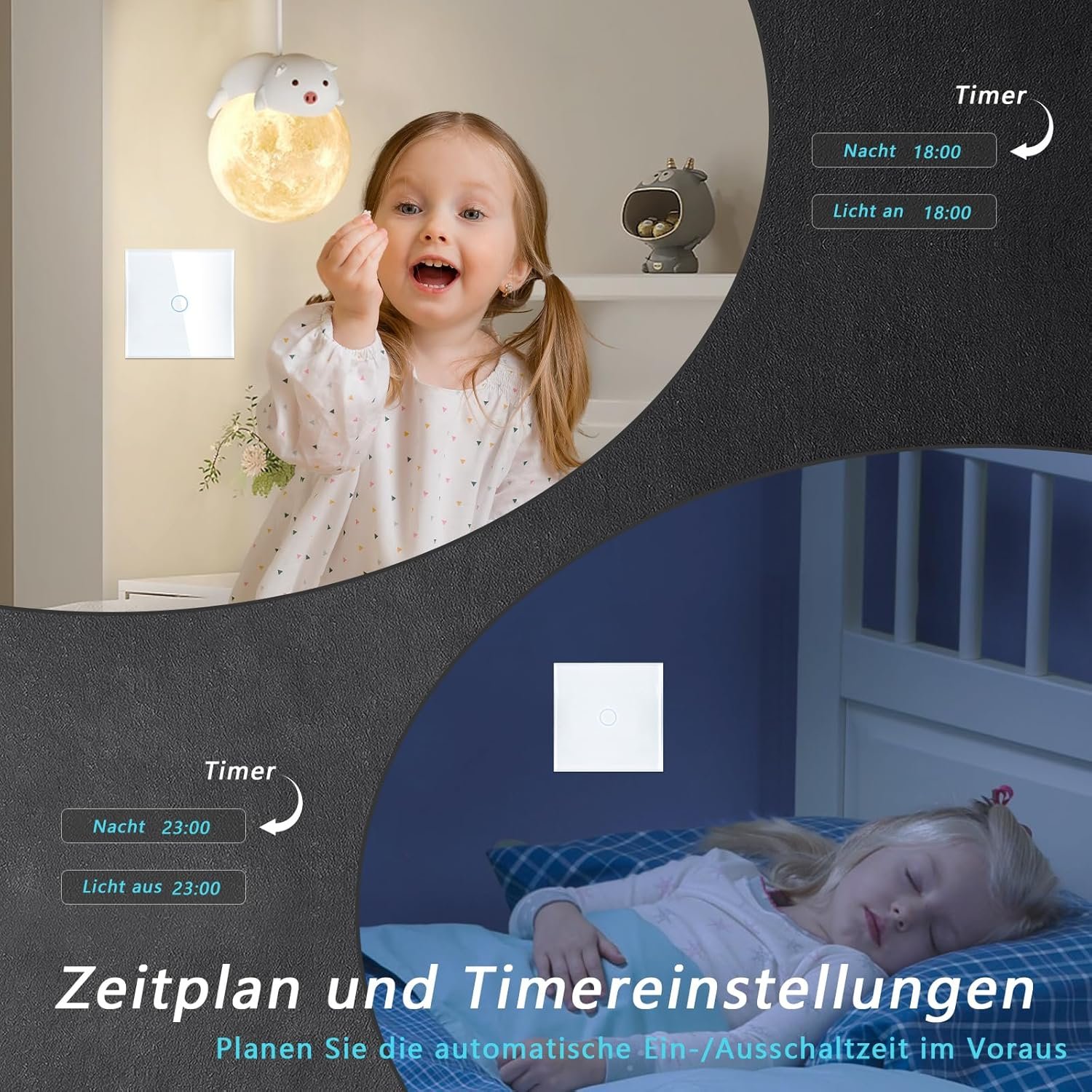 Tawoia Smart Alexa Lichtschalter (Neutralleiter Erforderlich), Wlan Lichtschalter Mit Glasschebe, Sprachsteuerung für Alexa, Kompatibel MIT Smart Life und Tuya App 1 Fach 1 Kane Weiß – Bild 7