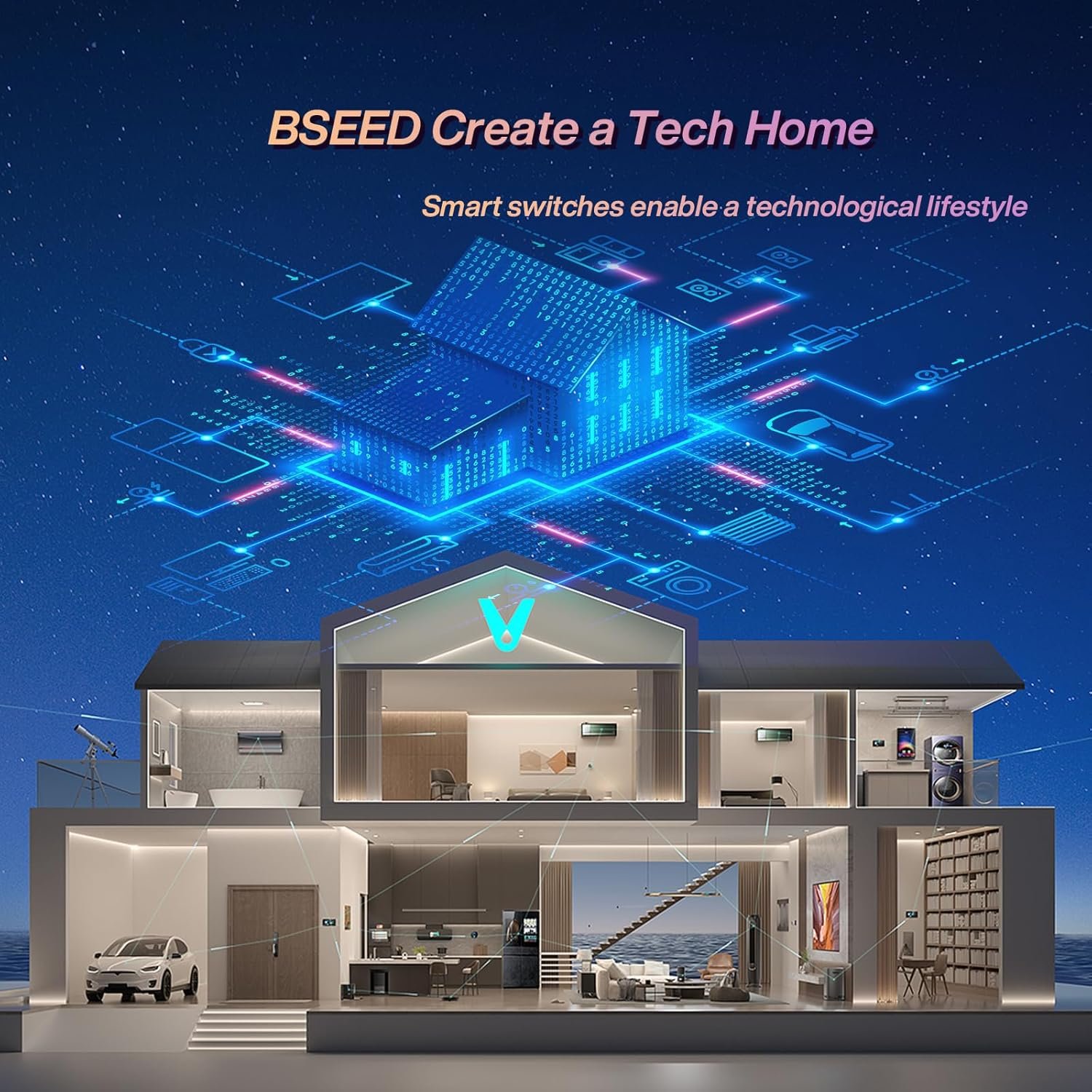 BSEED-SMART-Wifi-BerÜhrungssensorschalter (neutrale Leitung Benögt) Alexa und Google Home Work mit Tuya für Office Dekoration Kristall Glas Platte-Wandlicht-Schaltern 1 Fach 1 Wag Grau Grau – Bild 2