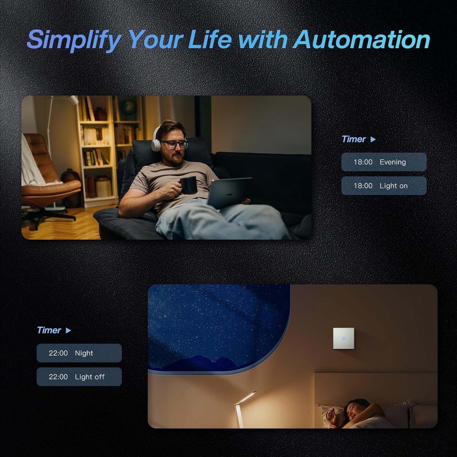 BSEED-SMART-Wifi-BerÜhrungssensorschalter (neutrale Leitung Benögt) Alexa und Google Home Work mit Tuya für Office Dekoration Kristall Glas Platte-Wandlicht-Schaltern 1 Fach 1 Wag Grau Grau – Bild 5