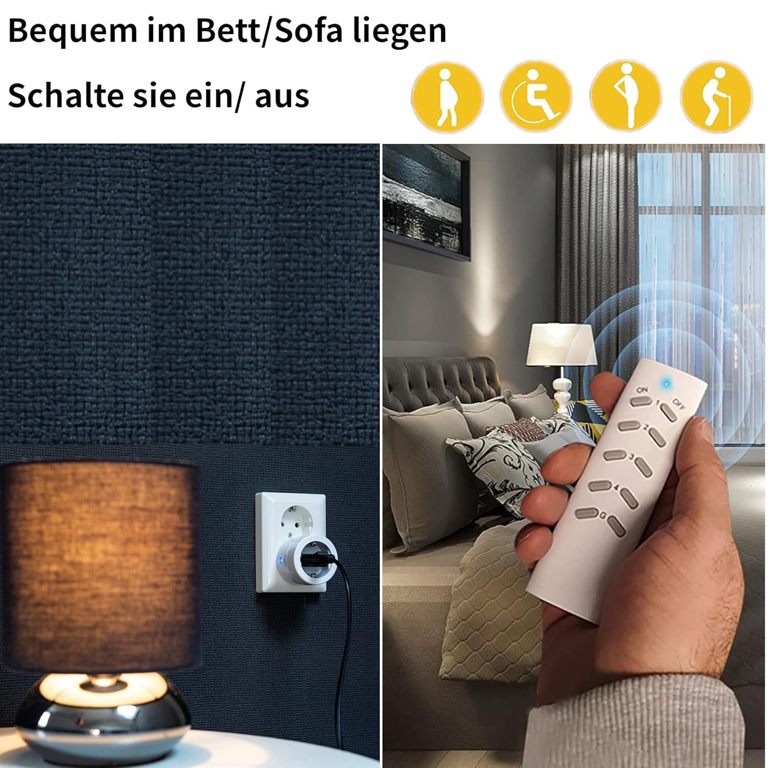 SEC 24 Funksteckdosen mit Fernbedienung, 3680 Watt Funksteckdose, Programmierbar Schaltbar Steckdose, 3 Steckdosen MIT 1 Fernbedienung, für Innen Weihnachtsschmuck und Houshaltsgeräte, Weiß – Bild 2