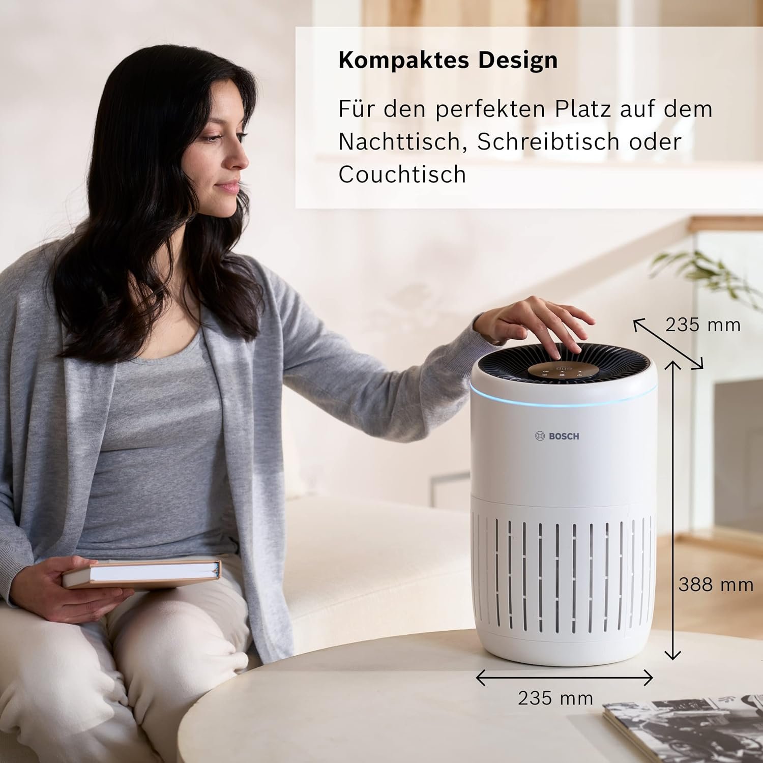 Bosch Air 2000 Luftreiniger - für Räume bis zu 37,5 m² - verlockend effizierter Schadstoffe - MIT 3 -in -1 Luftfilter, Smart Sensor, Automatikmodus, Ruhemodus ( – Bild 5