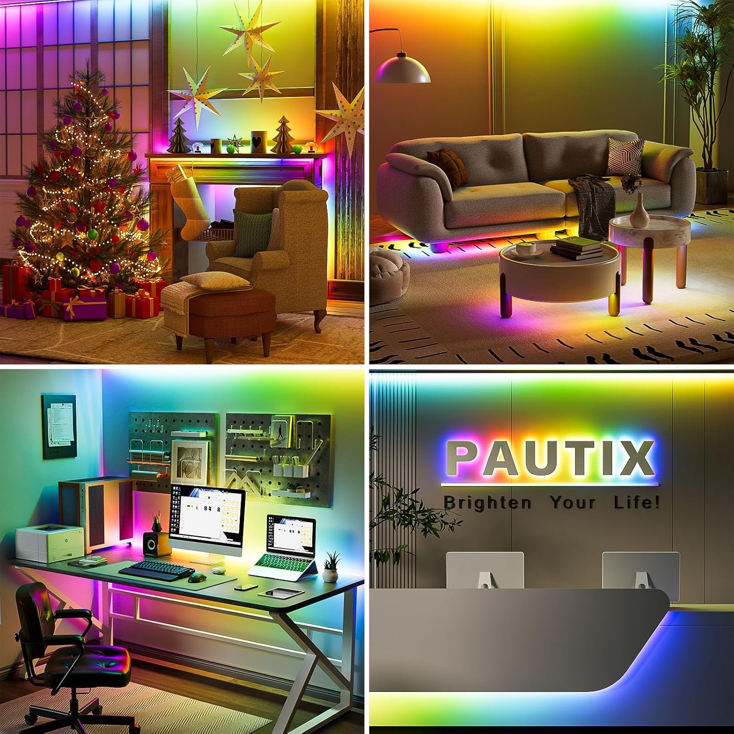Pautix USB RGB Smart IC COB LED STRIFEN 3M 5V, 1800LEDS PIXEL ADRESSIERBARES FARBWECHSELNDE RGB LED Band, FunktionTerert für Alexa/Google Assistent, RF Fernbedienung für TV Weihnachtsfeiser Diy DeKoration – Bild 7