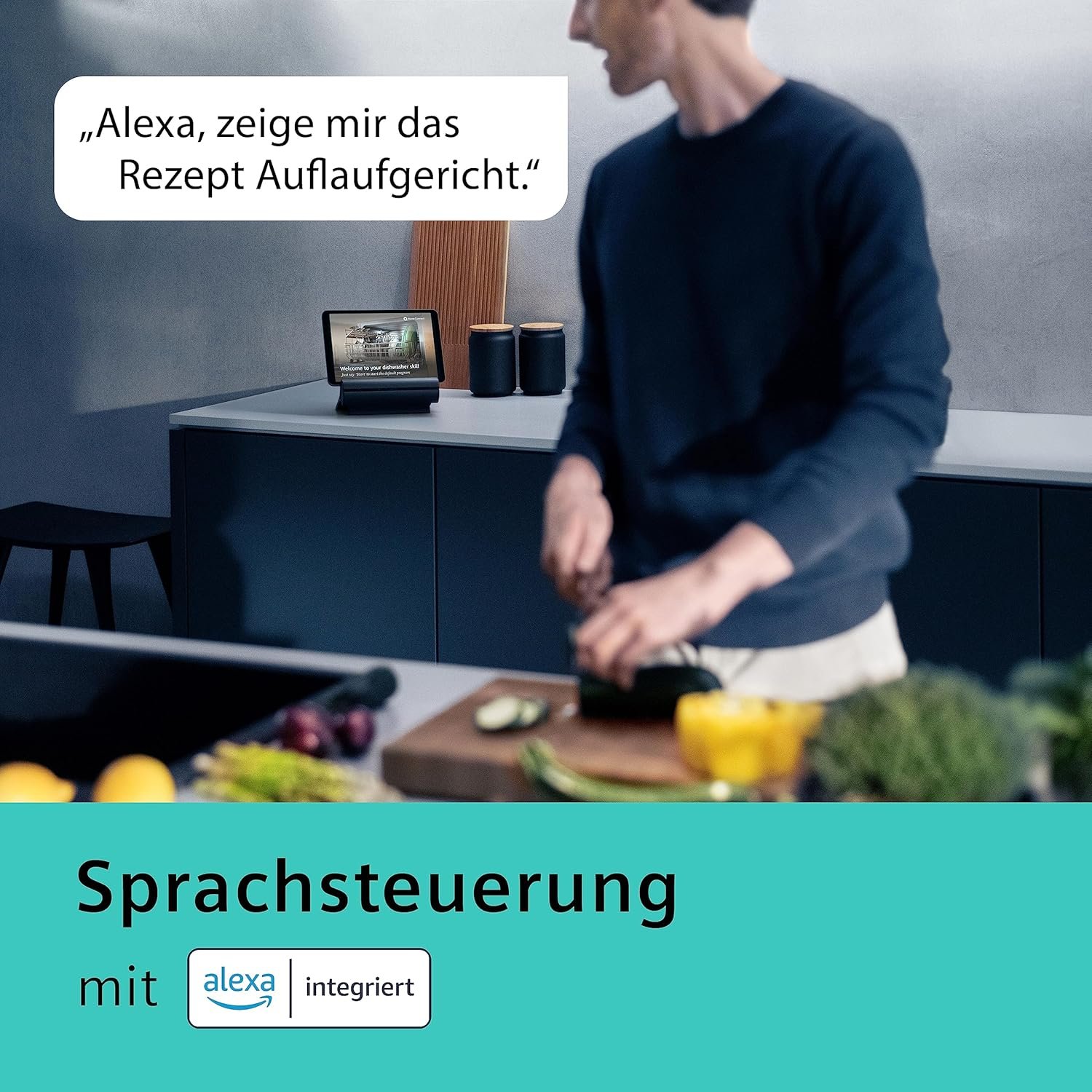 Siemens Smart Kitchen Dock XSDS10, Schaltzentrale für Smarte Küchgeräte, Alexa Sprachsteuerung, Gestensteuerung, Docking Station Kompatibel MIT -Tablets, Smartphones AB iOS 15.0, Android 11, Schwarz, Schwarz, Schwarz, Schwarz – Bild 2