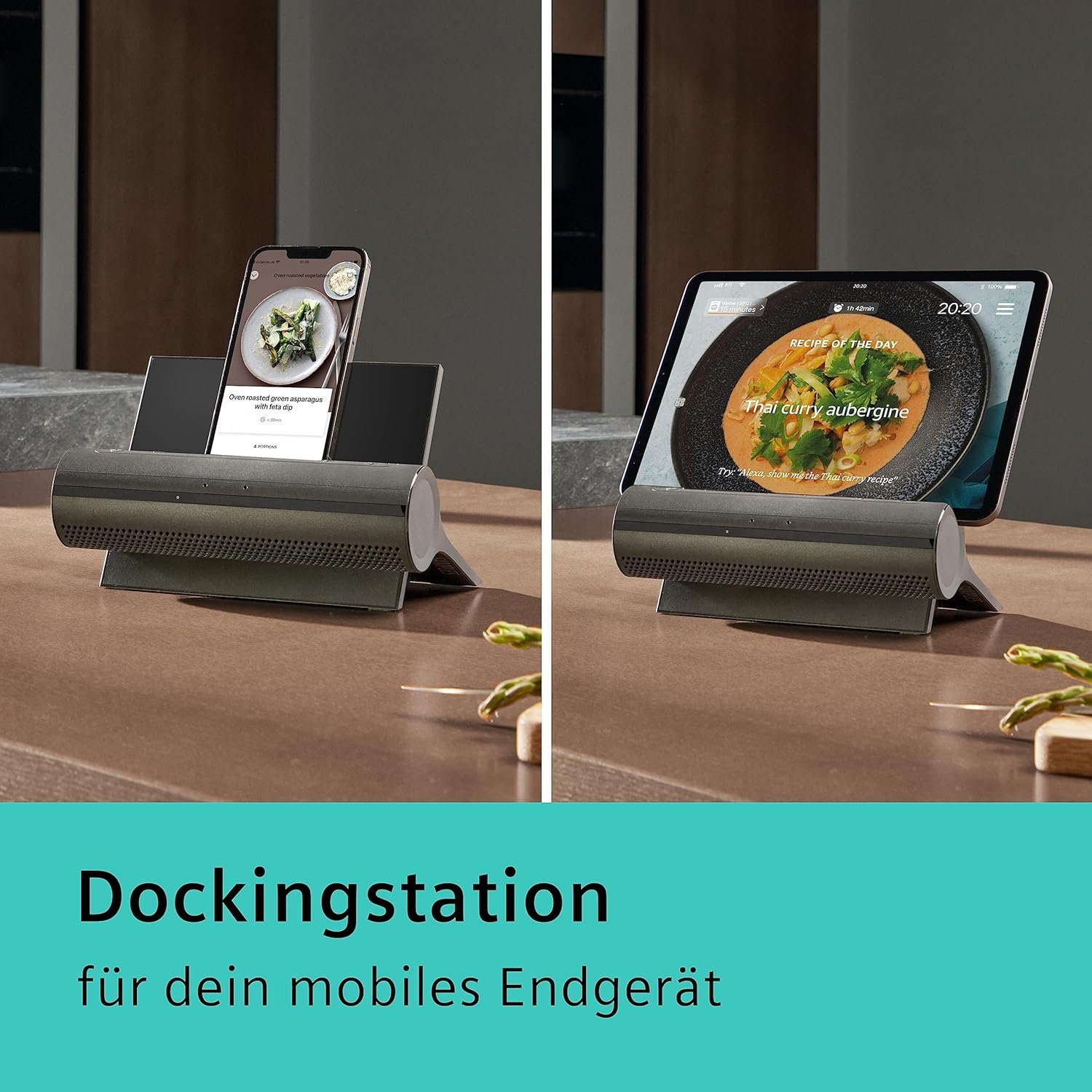 Siemens Smart Kitchen Dock XSDS10, Schaltzentrale für Smarte Küchgeräte, Alexa Sprachsteuerung, Gestensteuerung, Docking Station Kompatibel MIT -Tablets, Smartphones AB iOS 15.0, Android 11, Schwarz, Schwarz, Schwarz, Schwarz – Bild 5