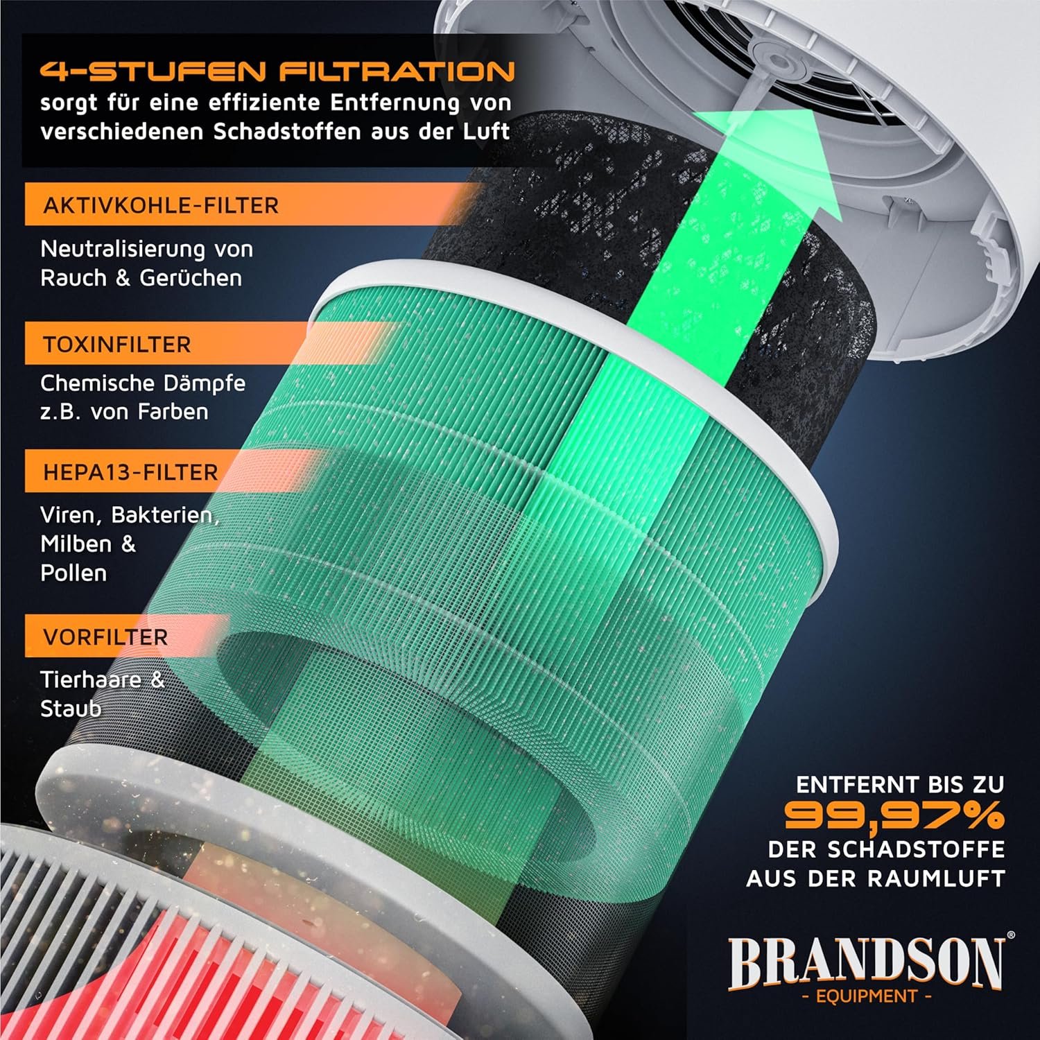 Brandson - Luftreiniger Allergiker Wlan - CADR 158 m³/h 50 m² - Luftreiniger - Presiwbäger 2025 - Smart Home MIT App - 4 Filter HEPA Aktivkohle - Tierhaare Pollen Staub Schimmel Viren Rauchertzermer – Bild 6